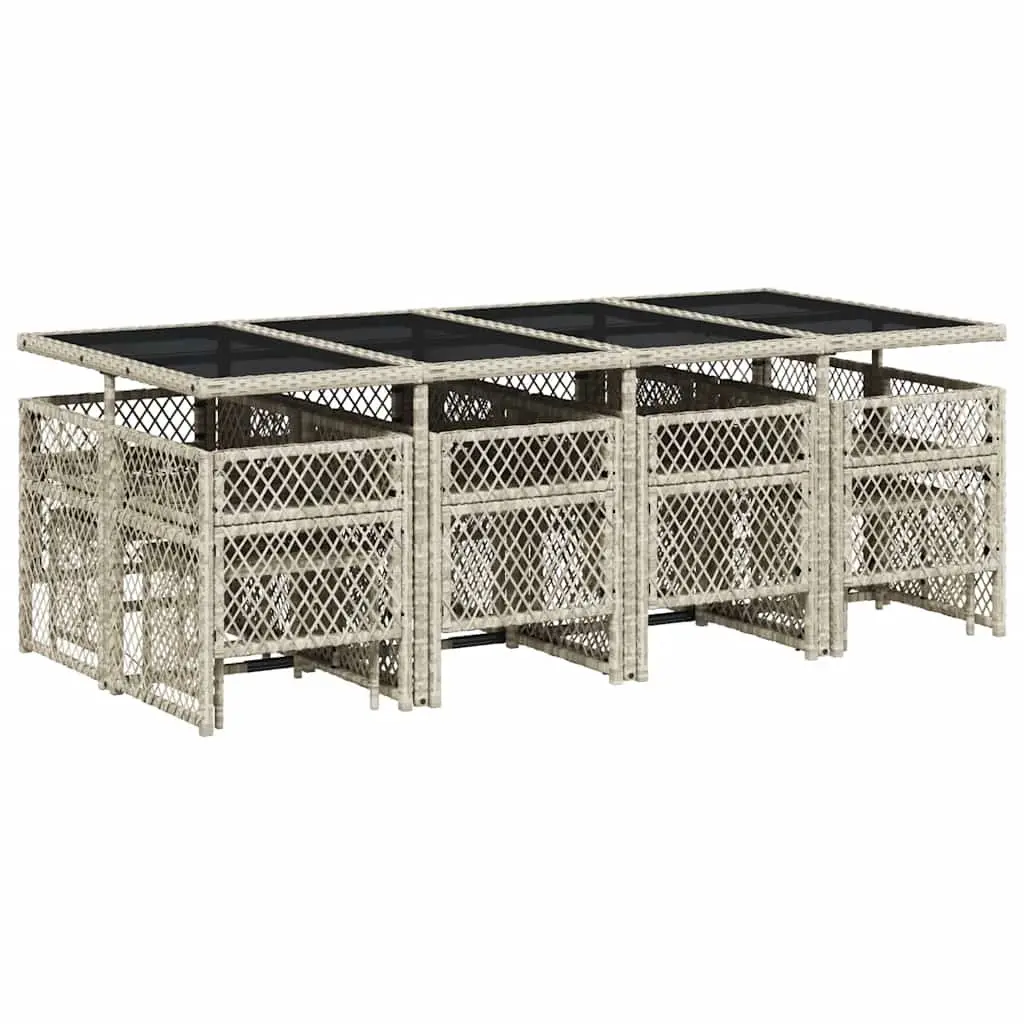 Garden Dining Set 13 Piece Outdoor Furniture Grey Poly Rattan Patio Table