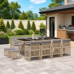 Comfortable 13-Piece Outdoor Dining Set in Beige
