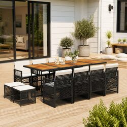 Value-Focused 13 Piece Black Rattan Dining Set