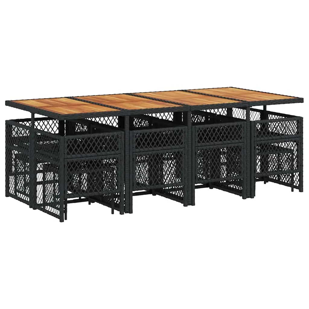 Outdoor Dining Set 13 Piece Garden Furniture Black Poly Rattan Chairs Table