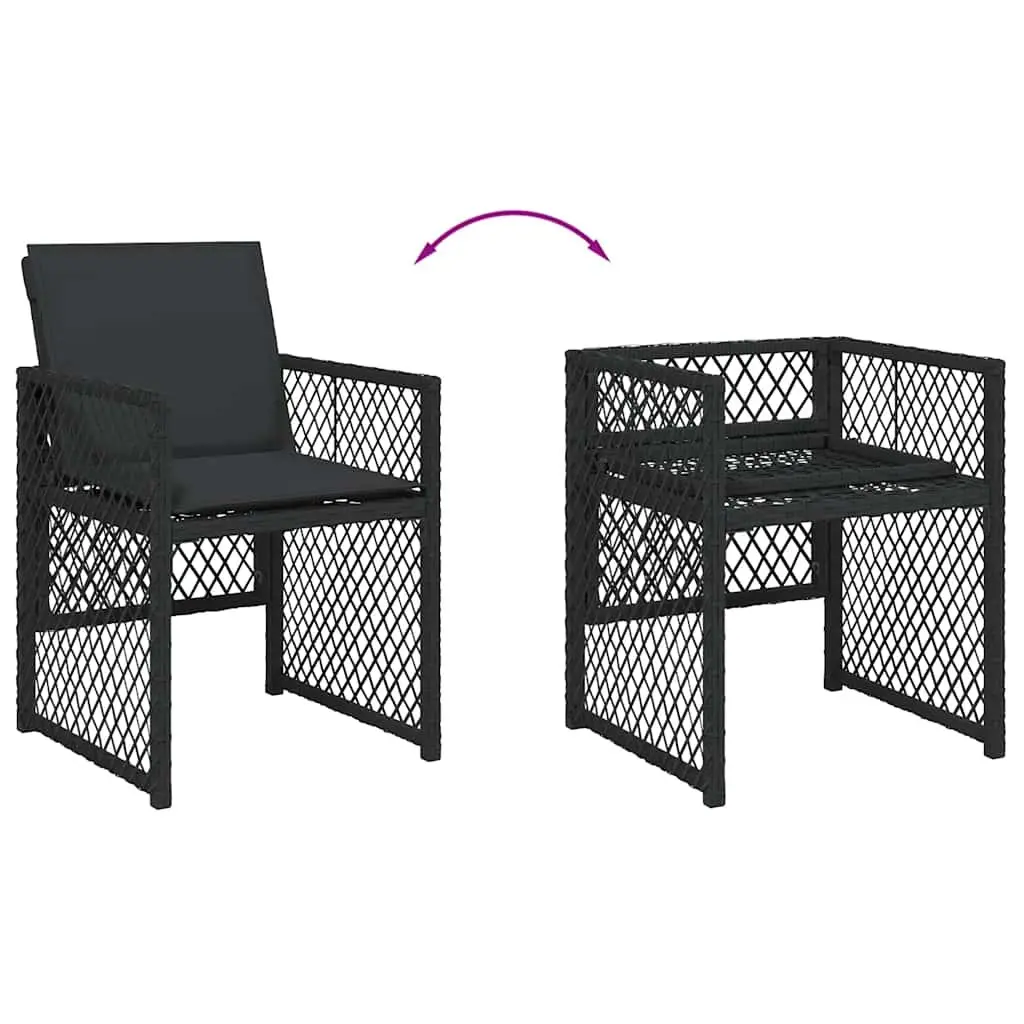 Garden Dining Set 15 Piece Outdoor Furniture Patio Black Poly Rattan Chairs