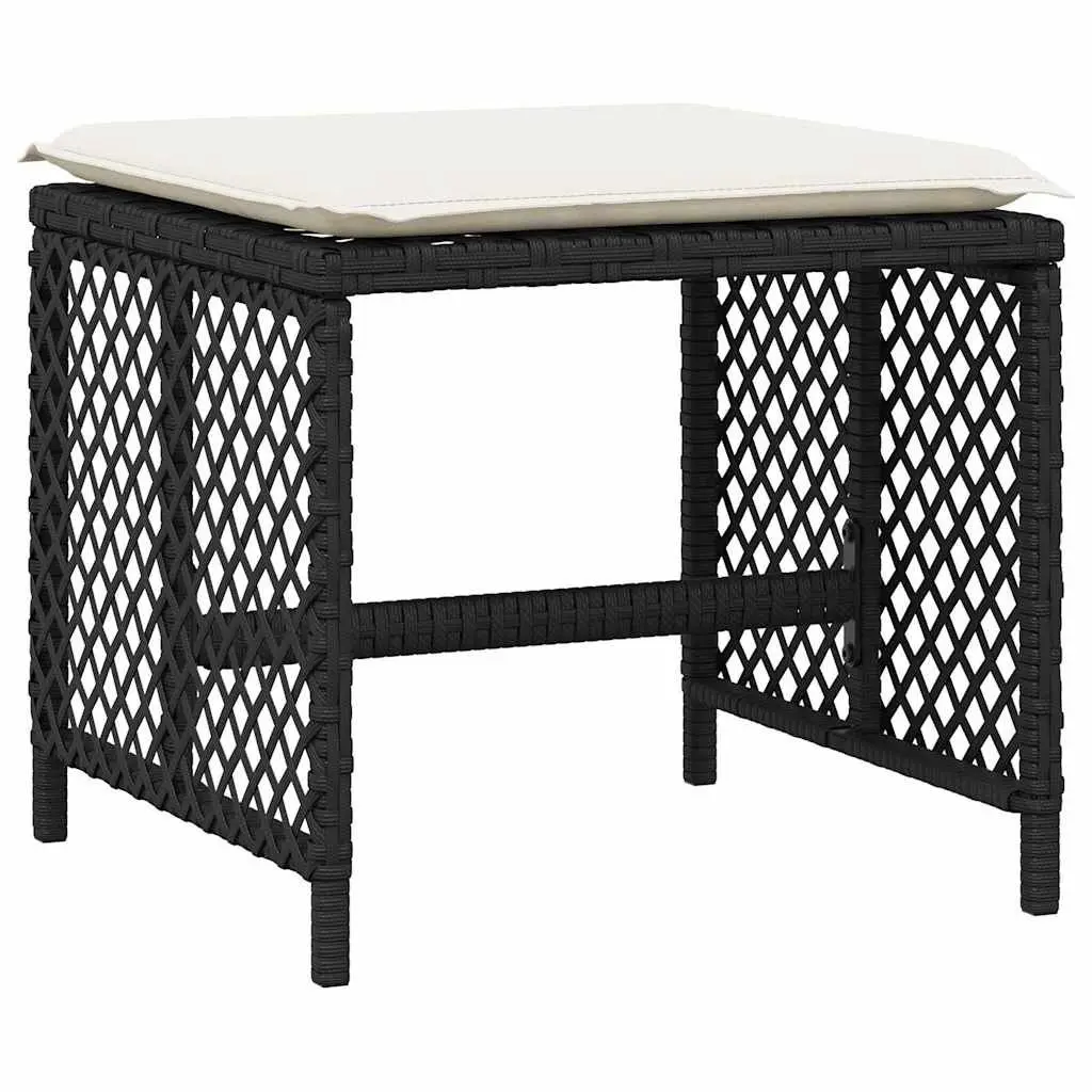 15 Piece Outdoor Garden Dining Set Black Poly Rattan Table Chairs Cushions