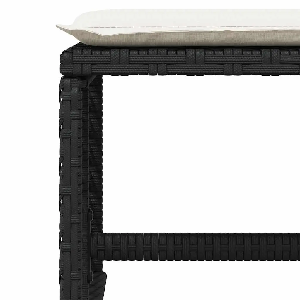 15 Piece Outdoor Garden Dining Set Black Poly Rattan Table Chairs Cushions