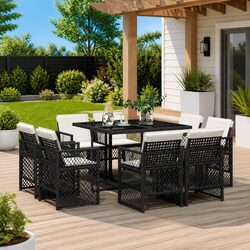 Comfortable Black 9-Piece Outdoor Dining Set