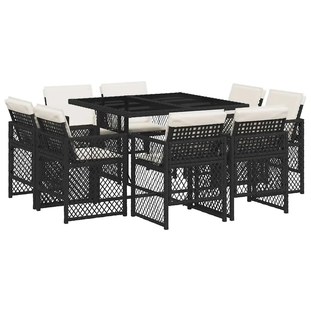 Black 9-Piece Outdoor Dining Set
