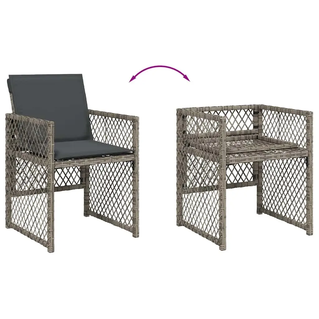 Garden Dining Set 9 Piece Outdoor Furniture Patio Table Chairs Grey Poly Rattan