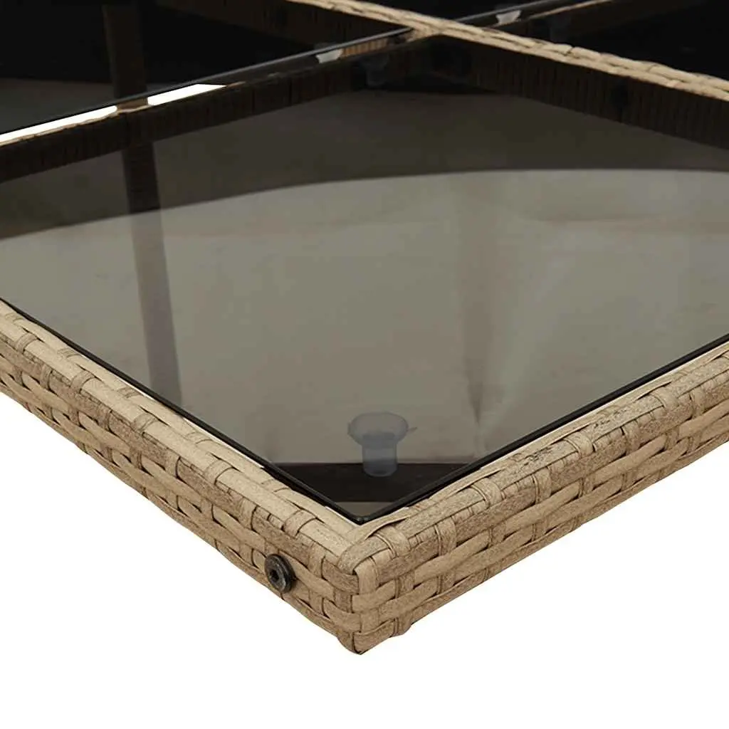 9 Piece Outdoor Dining Set Beige Poly Rattan Garden Furniture