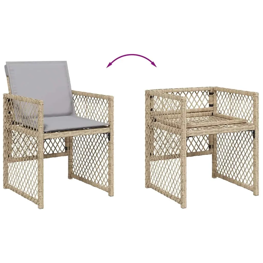 9 Piece Outdoor Dining Set Beige Poly Rattan Garden Furniture