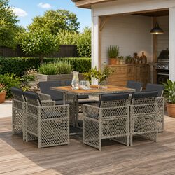 Value and Comfort: 9 Piece Garden Dining Set in Grey