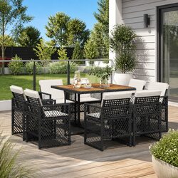 Reliable 9 Piece Garden Dining Set with Cushions for Outdoor Fun
