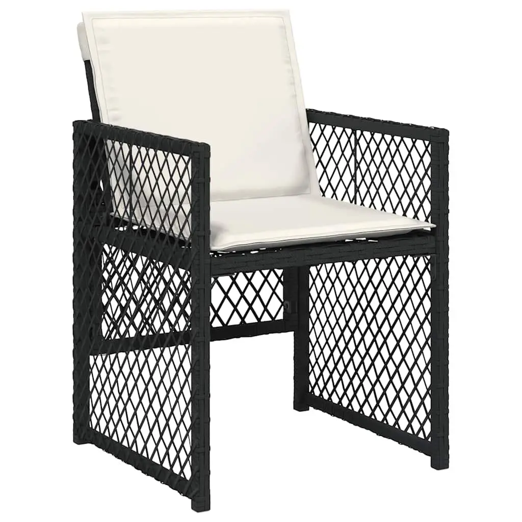 11 Piece Outdoor Garden Dining Set Black Poly Rattan Chairs Table Cushions