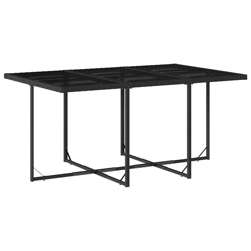 Black Poly Rattan Garden Dining Set 11 Piece Outdoor Patio Furniture