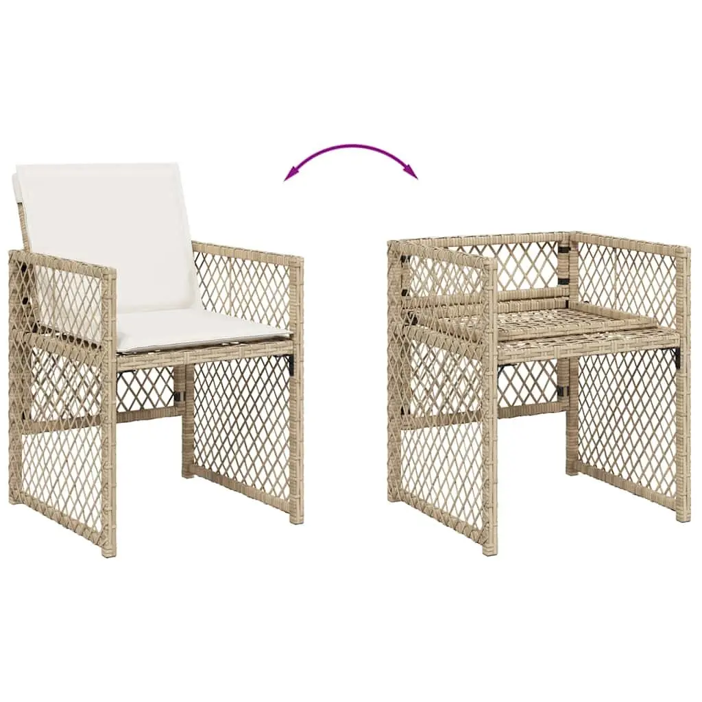 Garden Dining Set 11 Piece Outdoor Furniture Beige Poly Rattan with Cushions