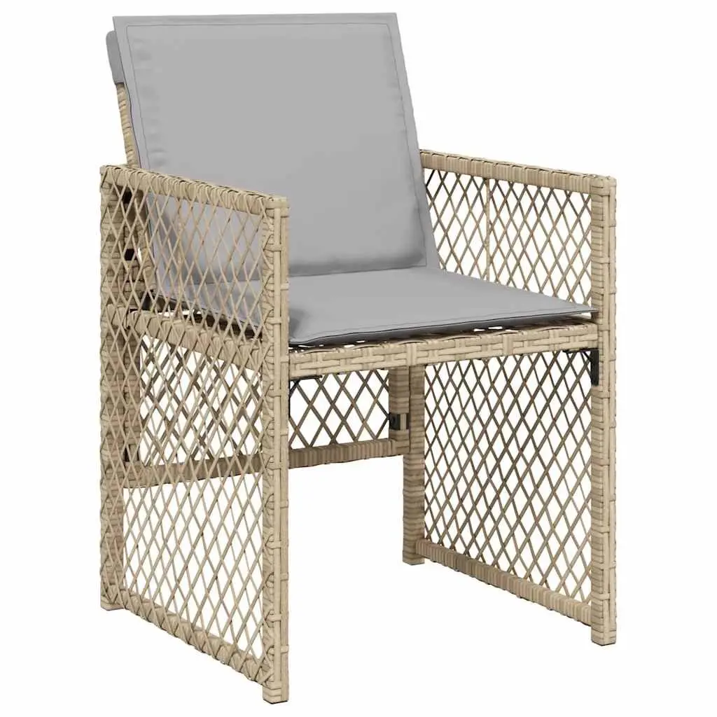 Garden Furniture Set 11 Piece Beige Outdoor Dining Poly Rattan Table and Chairs