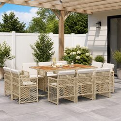 Practical 11-Piece Garden Dining Set with Cushions
