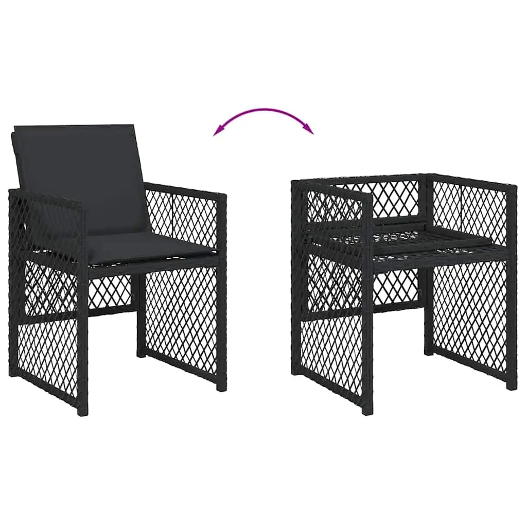 Garden Dining Set 13 Piece Outdoor Furniture Black Poly Rattan Chairs Table