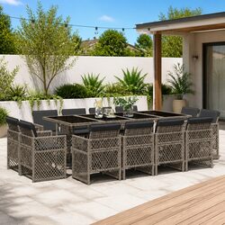 Warm and Comfortable 13 Piece Grey Outdoor Dining Set