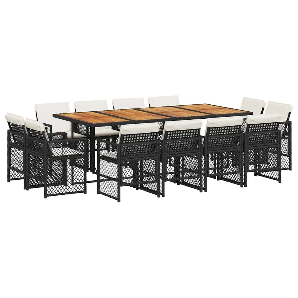 13 Piece Black Garden Dining Set Outdoor Furniture Poly Rattan Chairs Table
