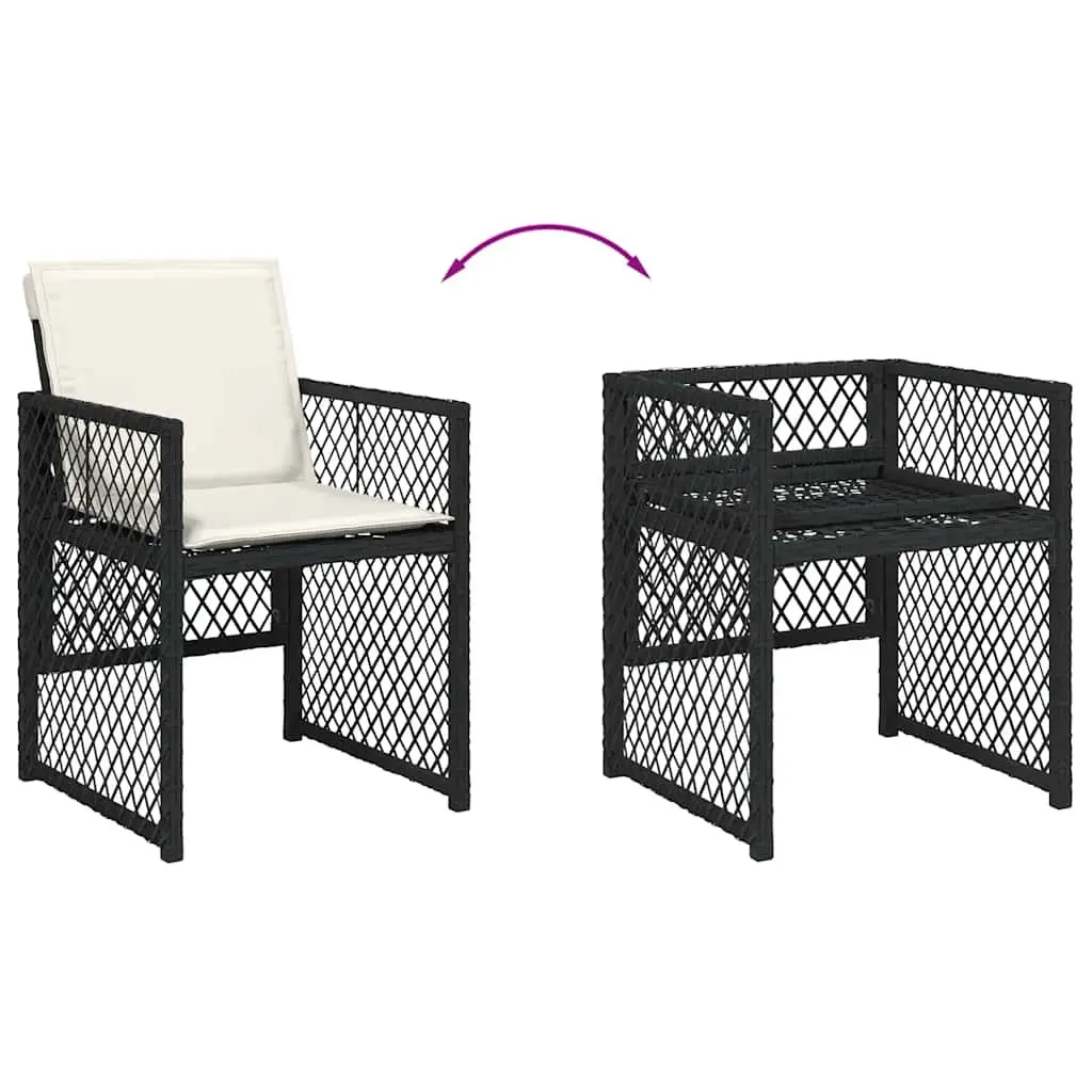 Garden Dining Set 15 Piece Black Outdoor Furniture Patio Table Chairs Cushions