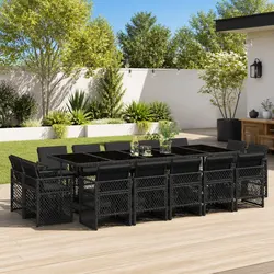Black 15-Piece Patio Dining Set with Cushions for Convenience