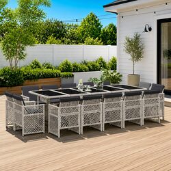 Value-Driven 15-Piece Garden Dining Set in Grey