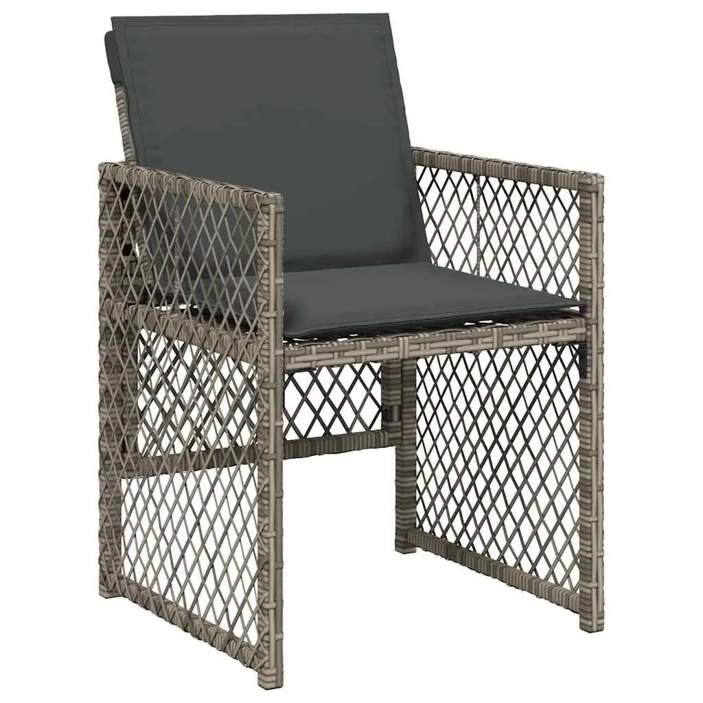 Outdoor Furniture Set 17 Pieces Grey Poly Rattan Garden Dining with Cushions