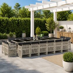 Comfortable Grey Garden Dining Set - 17 Piece Collection