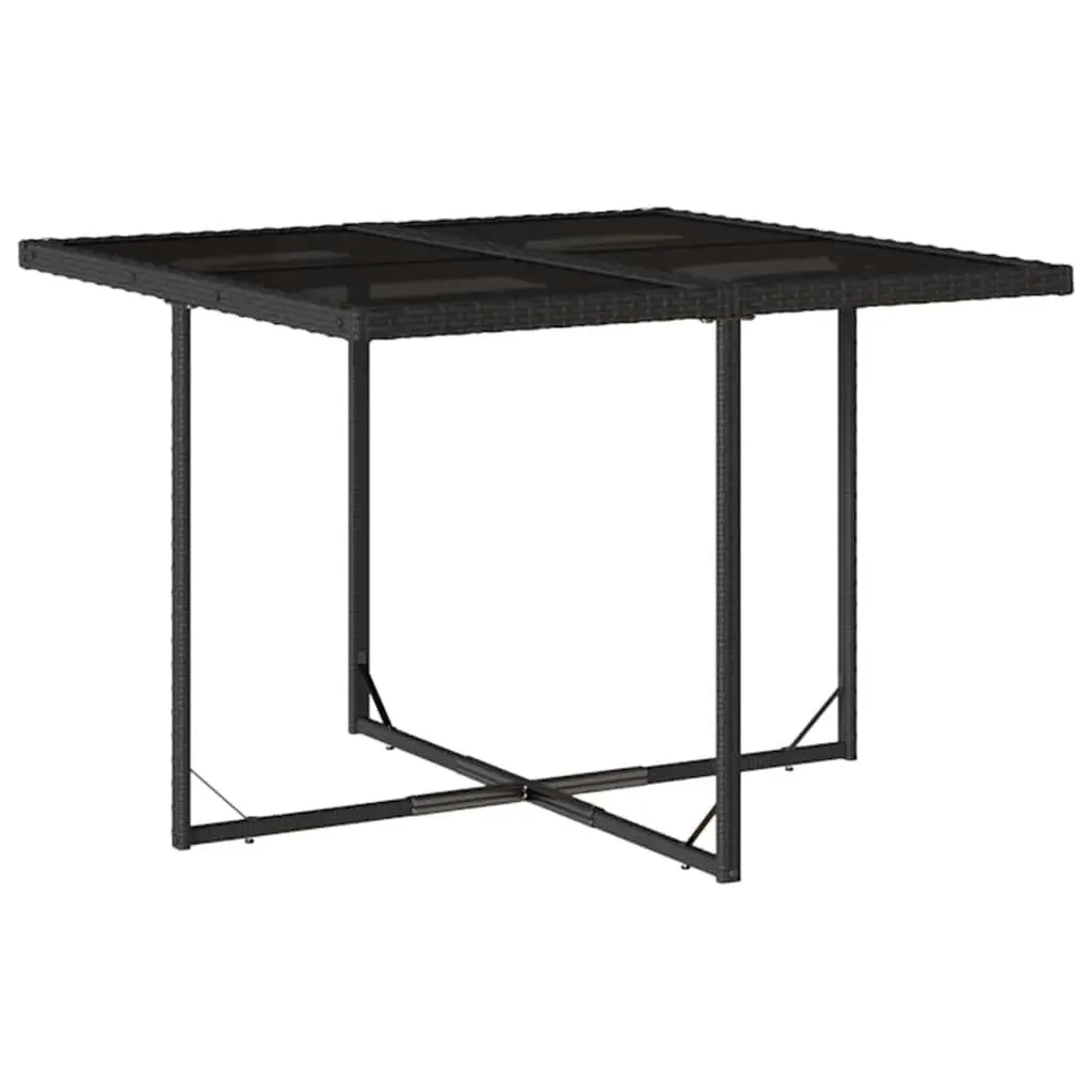 5 Piece Garden Dining Set Outdoor Patio Table Chairs Cushions Black Poly Rattan