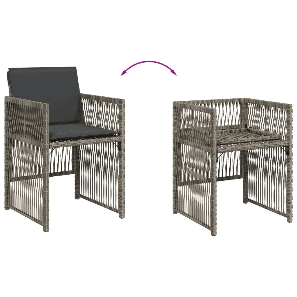 Garden Dining Set 5 Piece Outdoor Table Chairs Grey Poly Rattan with Cushions