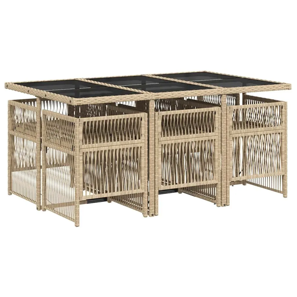 7 Piece Outdoor Garden Dining Set Patio Furniture Beige