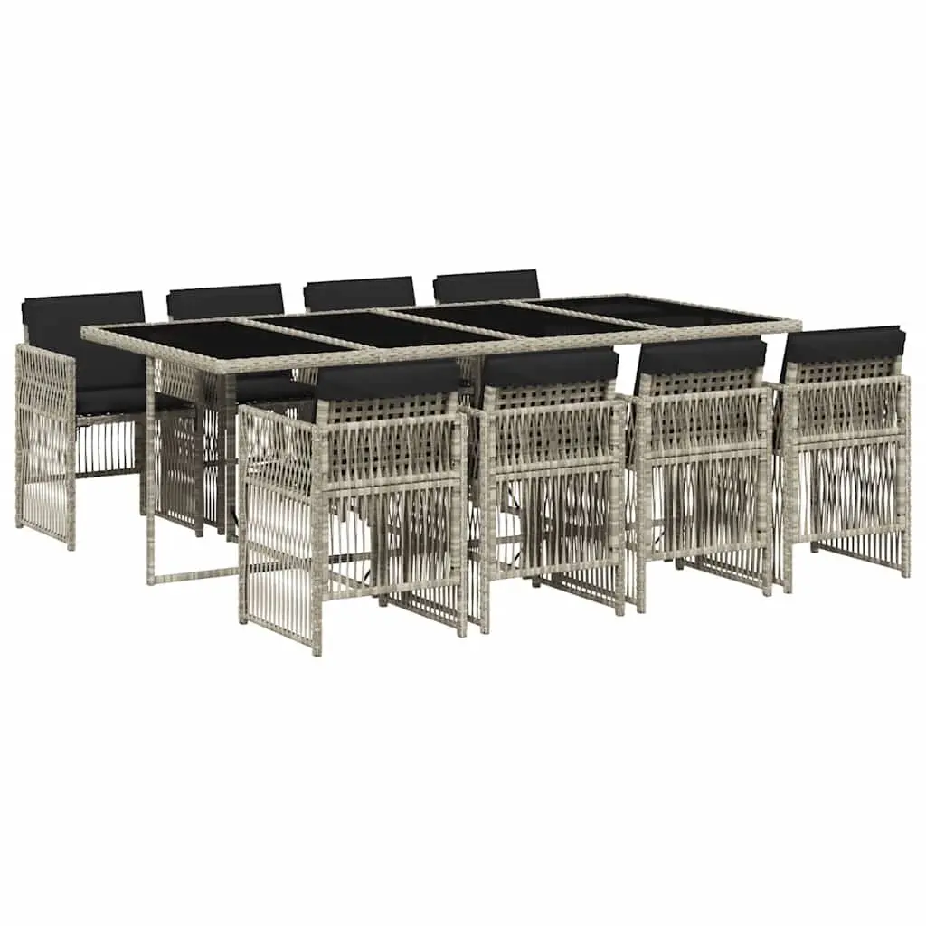 9 Piece Outdoor Dining Set Garden Furniture Grey Poly Rattan Table and Chairs