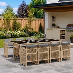 Comfortable 9 Piece Garden Dining Set for Family Gatherings
