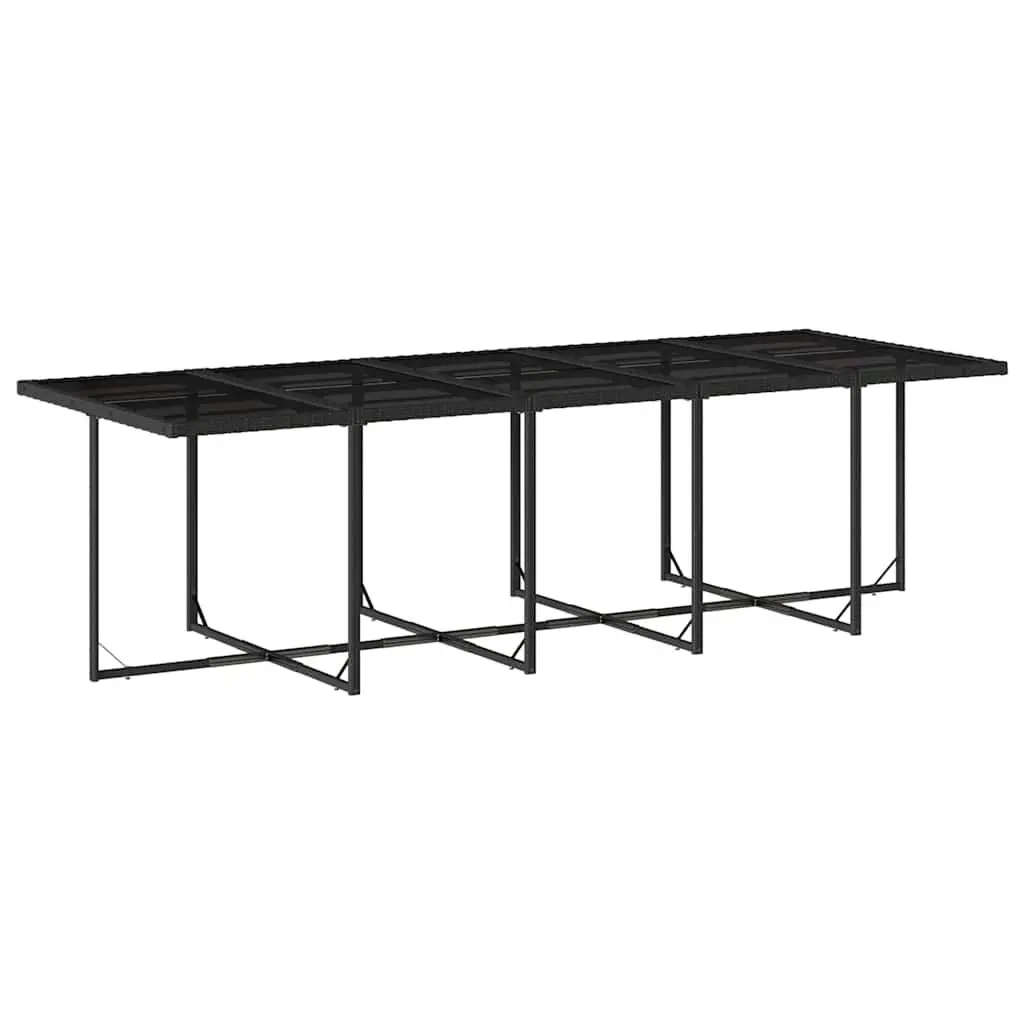 Outdoor Furniture Set 11 Piece Garden Dining Table Chairs Black Poly Rattan