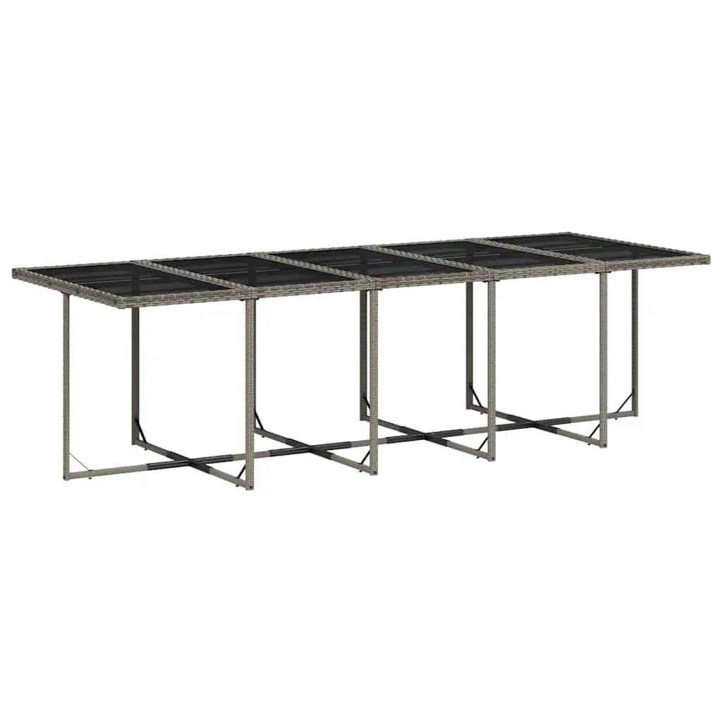 Garden Dining Set 11 Piece Outdoor Furniture Grey Poly Rattan with Tempered Glass Table and Cushions