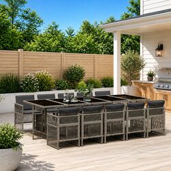 Comfortable 11-Piece Outdoor Dining Set in Beige