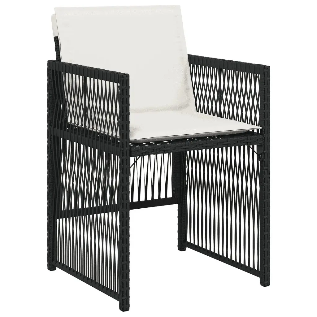 Garden Dining Set 11 Piece Outdoor Furniture Black Poly Rattan with Cushions