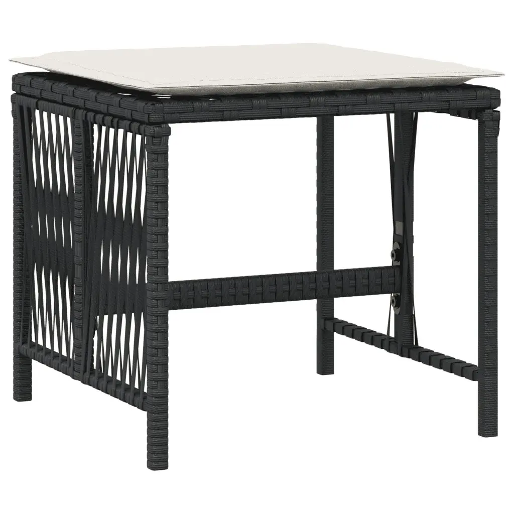 9 Piece Garden Dining Set Outdoor Patio Furniture Black Poly Rattan with Cushions