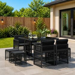 Comfortable and Versatile 9-Piece Dining Set for Outdoors