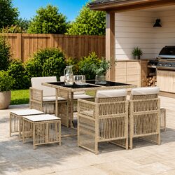 Reliable 9 Piece Outdoor Dining Set with Comfort in Mind