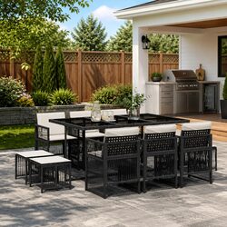 Value-Oriented 11-Piece Outdoor Dining Set in Black