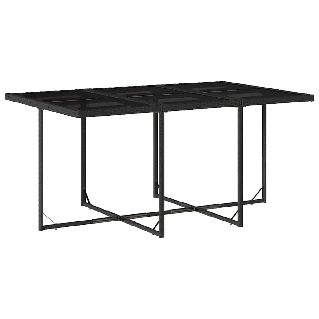Garden Dining Set 11 Piece Outdoor Furniture Black Poly Rattan Table Chairs