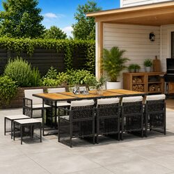 Comfortable 13 Piece Outdoor Dining Set with Cushions