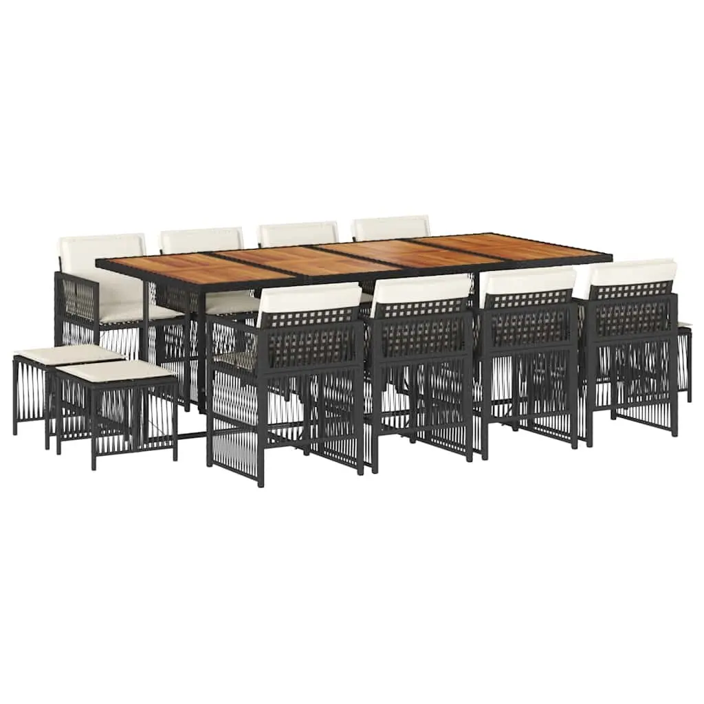 Garden Dining Set 13 Piece Outdoor Furniture Al Fresco Dining Black Poly Rattan
