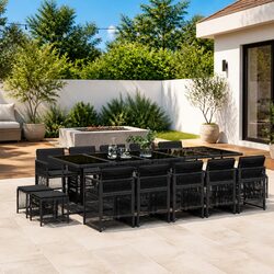 Comfortable 15-Piece Black Garden Dining Set