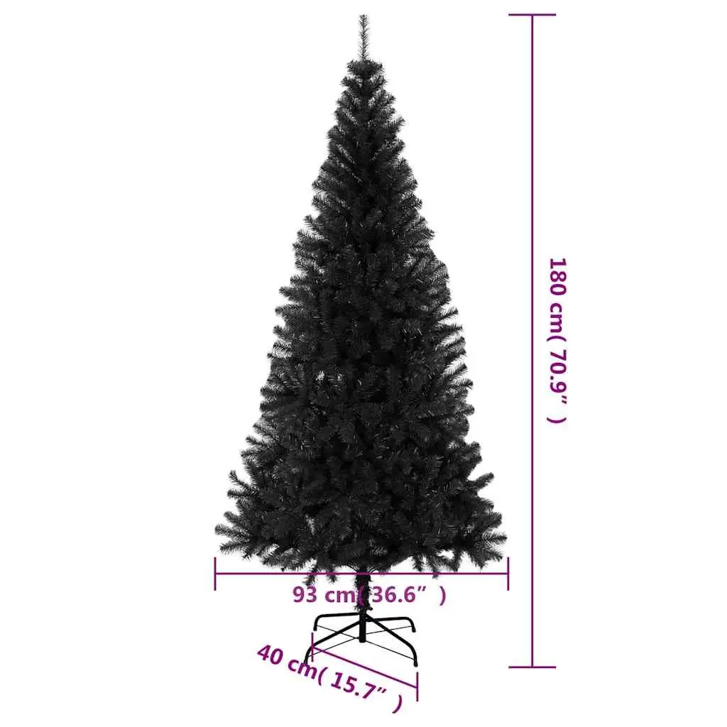 Artificial Christmas Tree 180 cm Black Seasonal Holiday Decoration Indoor