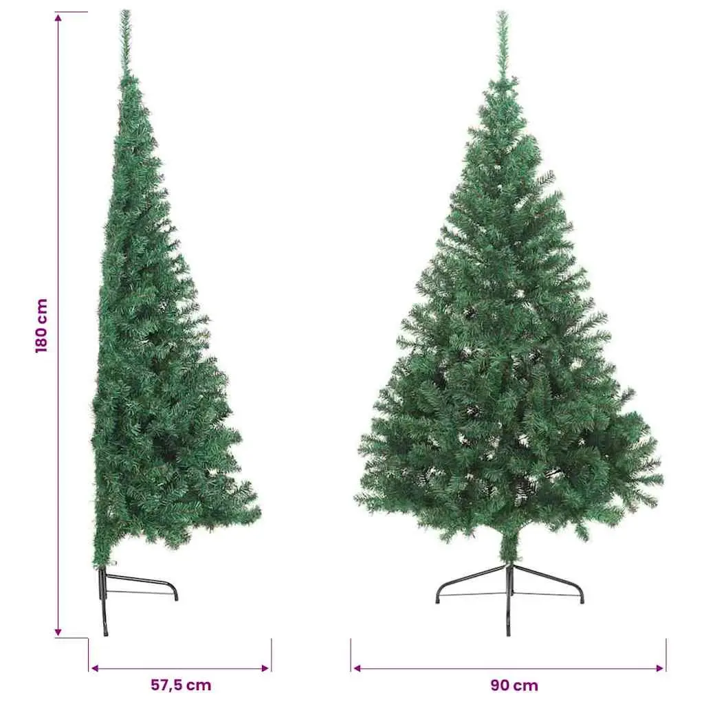 Half Christmas Tree Green 180cm Artificial PVC Seasonal Home Holiday Decoration