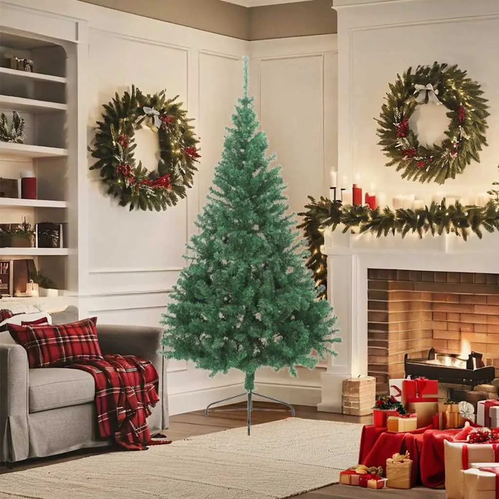Half Christmas Tree Green 180cm Artificial PVC Seasonal Home Holiday Decoration