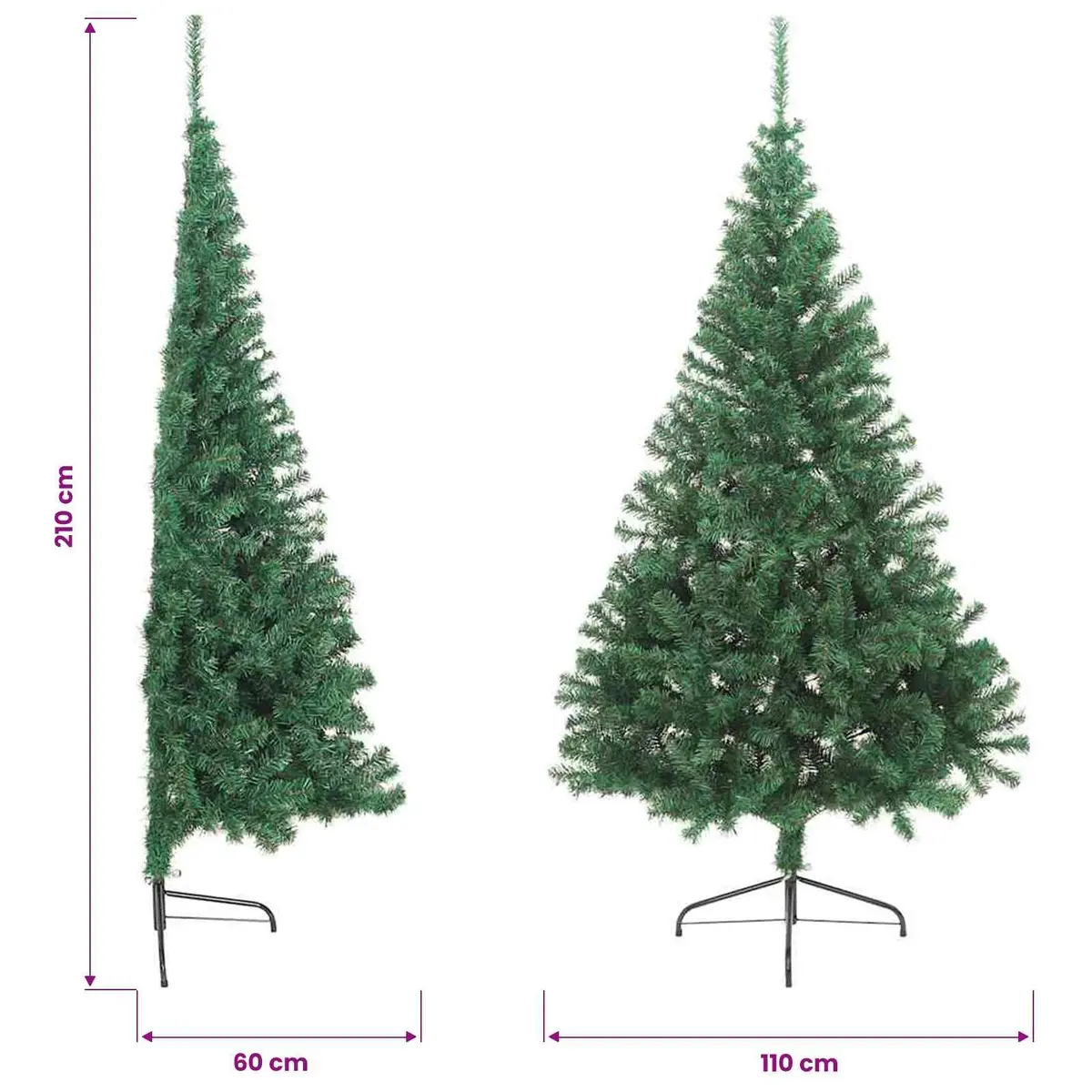 Artificial Half Christmas Tree Wall Mount Green 210cm PVC