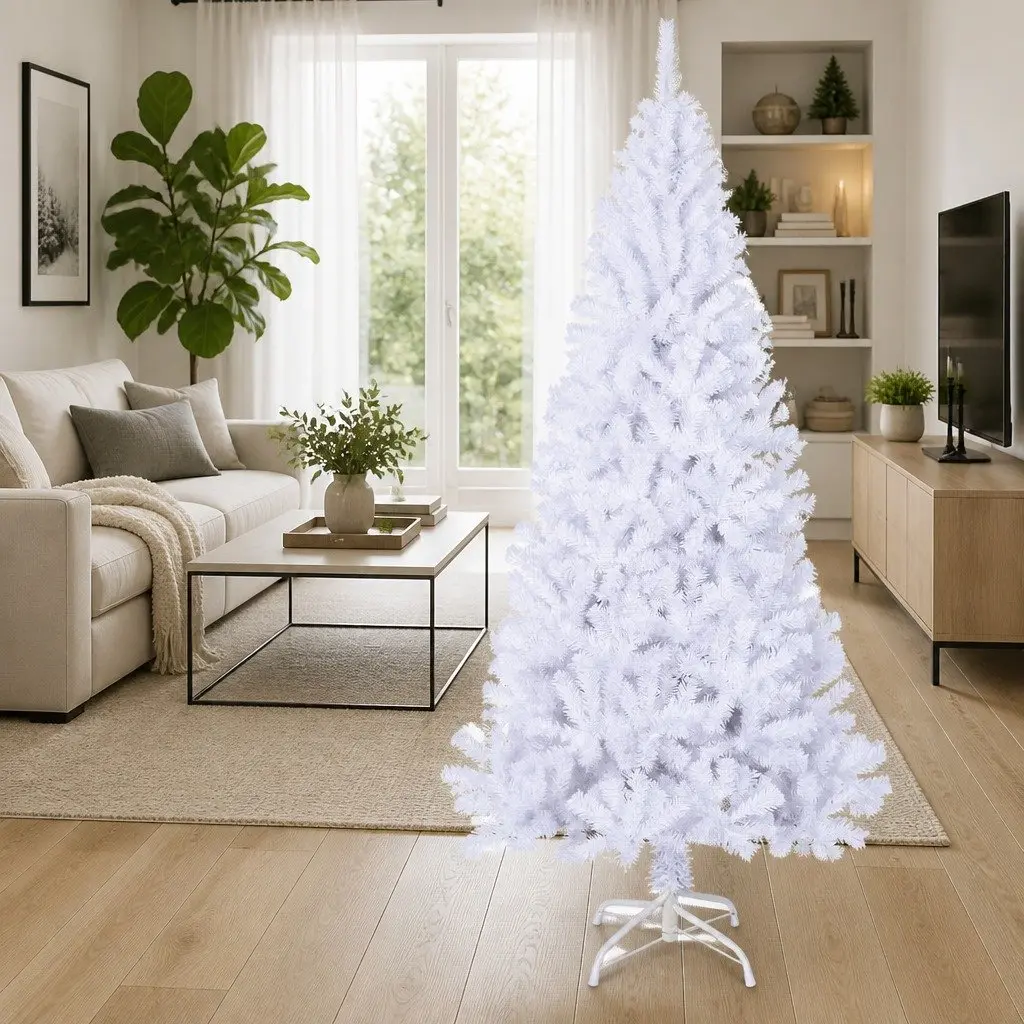 Artificial Christmas Tree 210cm White PVC Holiday Decoration