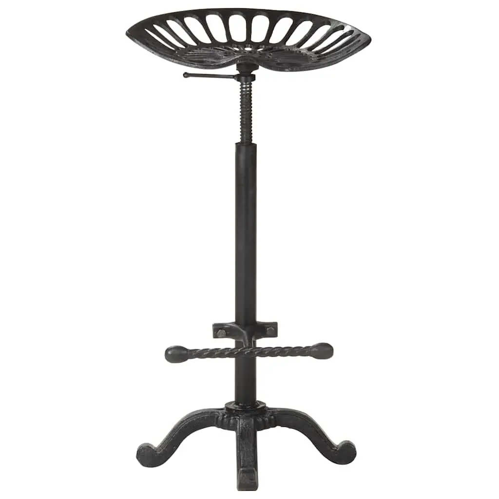Bar Stool Black Adjustable Height Vintage Retro Design Footrest Counter Chair